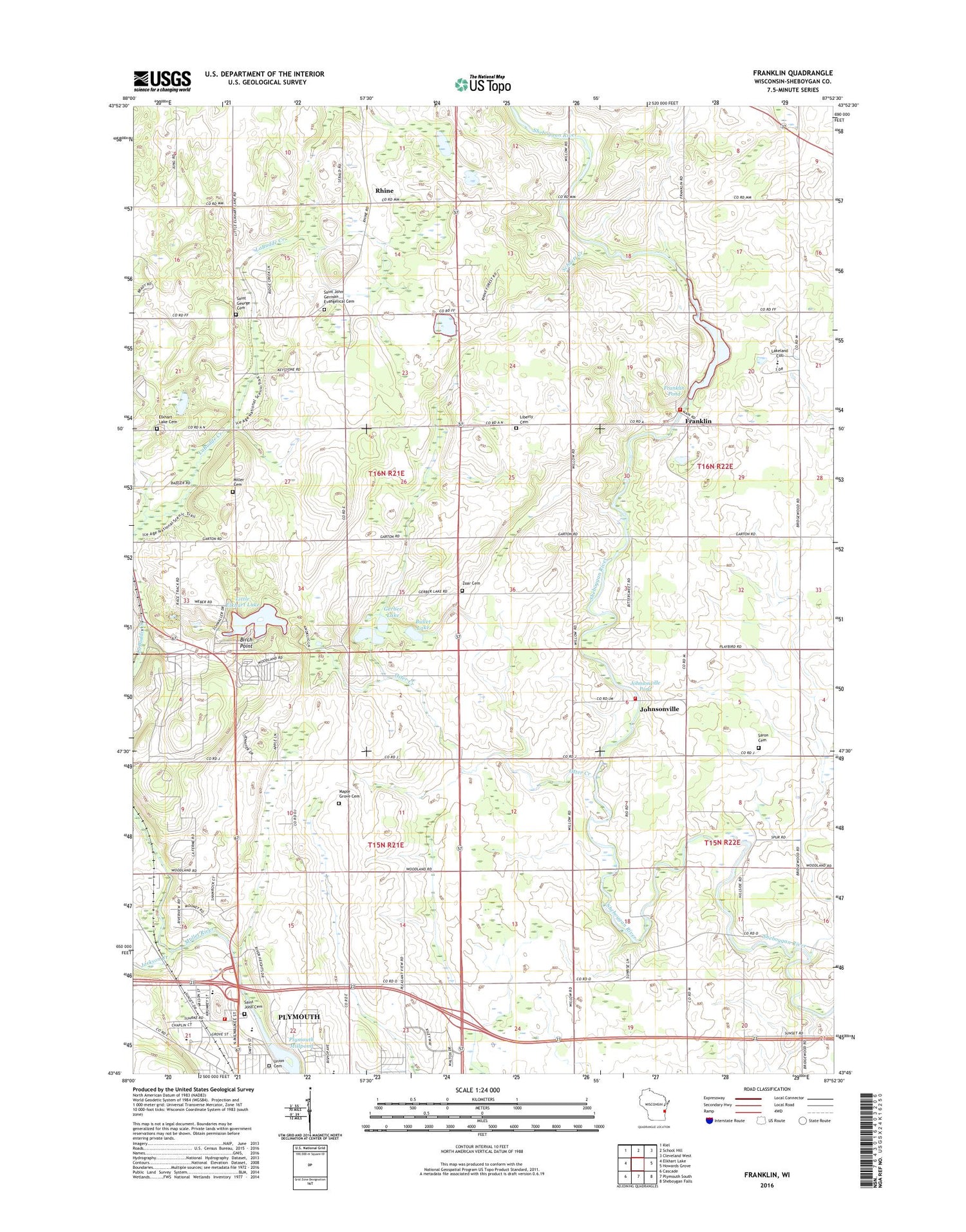 Franklin Wisconsin US Topo Map Image