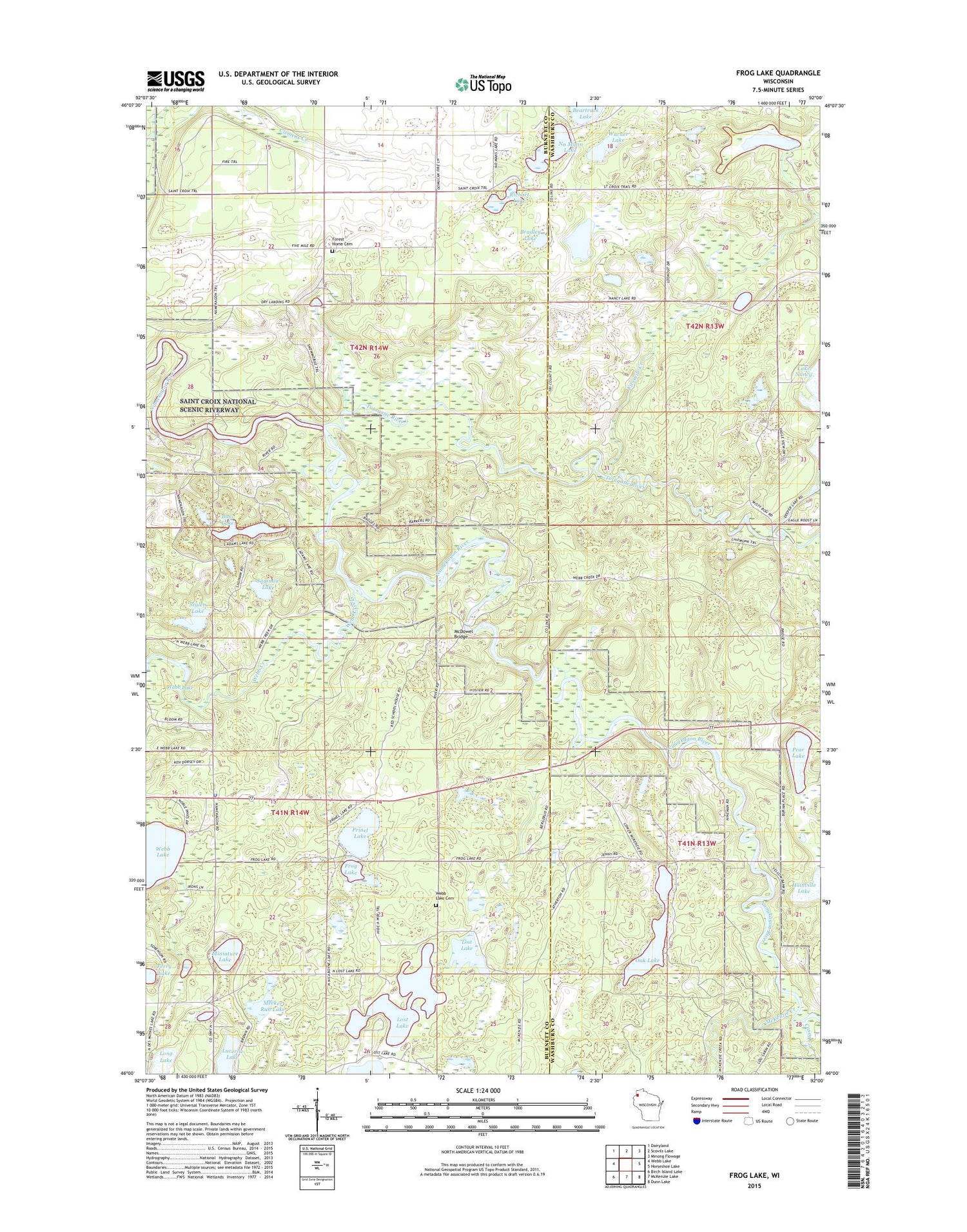 Frog Lake Wisconsin US Topo Map Image