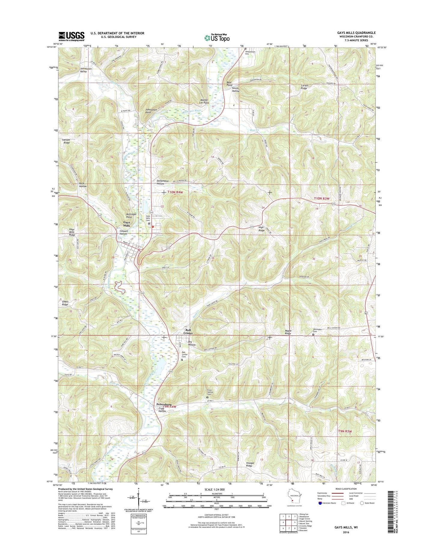 Gays Mills Wisconsin US Topo Map Image