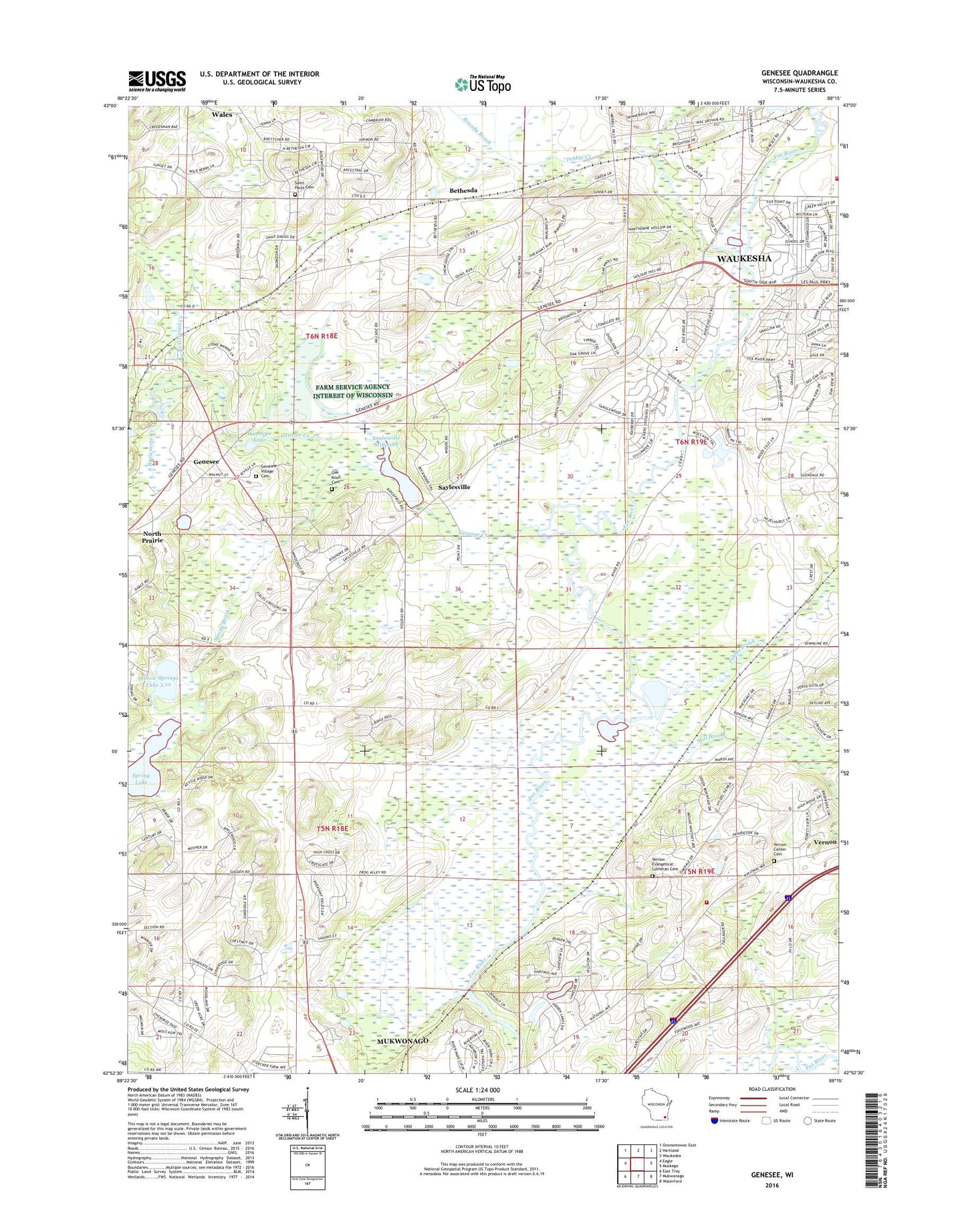 Genesee Wisconsin US Topo Map Image