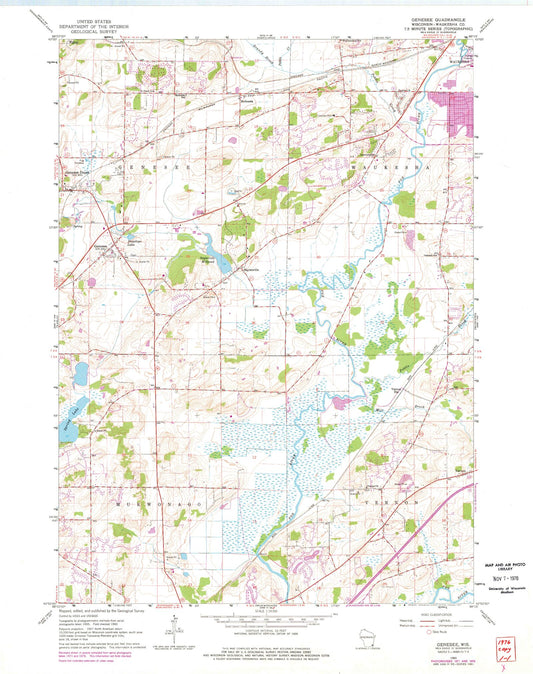 Classic USGS Genesee Wisconsin 7.5'x7.5' Topo Map Image