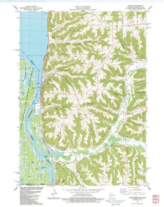 Classic USGS Genoa Wisconsin 7.5'x7.5' Topo Map Image