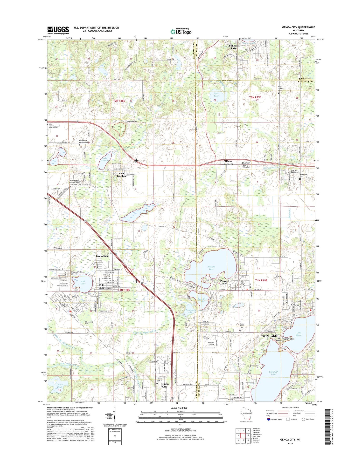 Genoa City Wisconsin US Topo Map Image