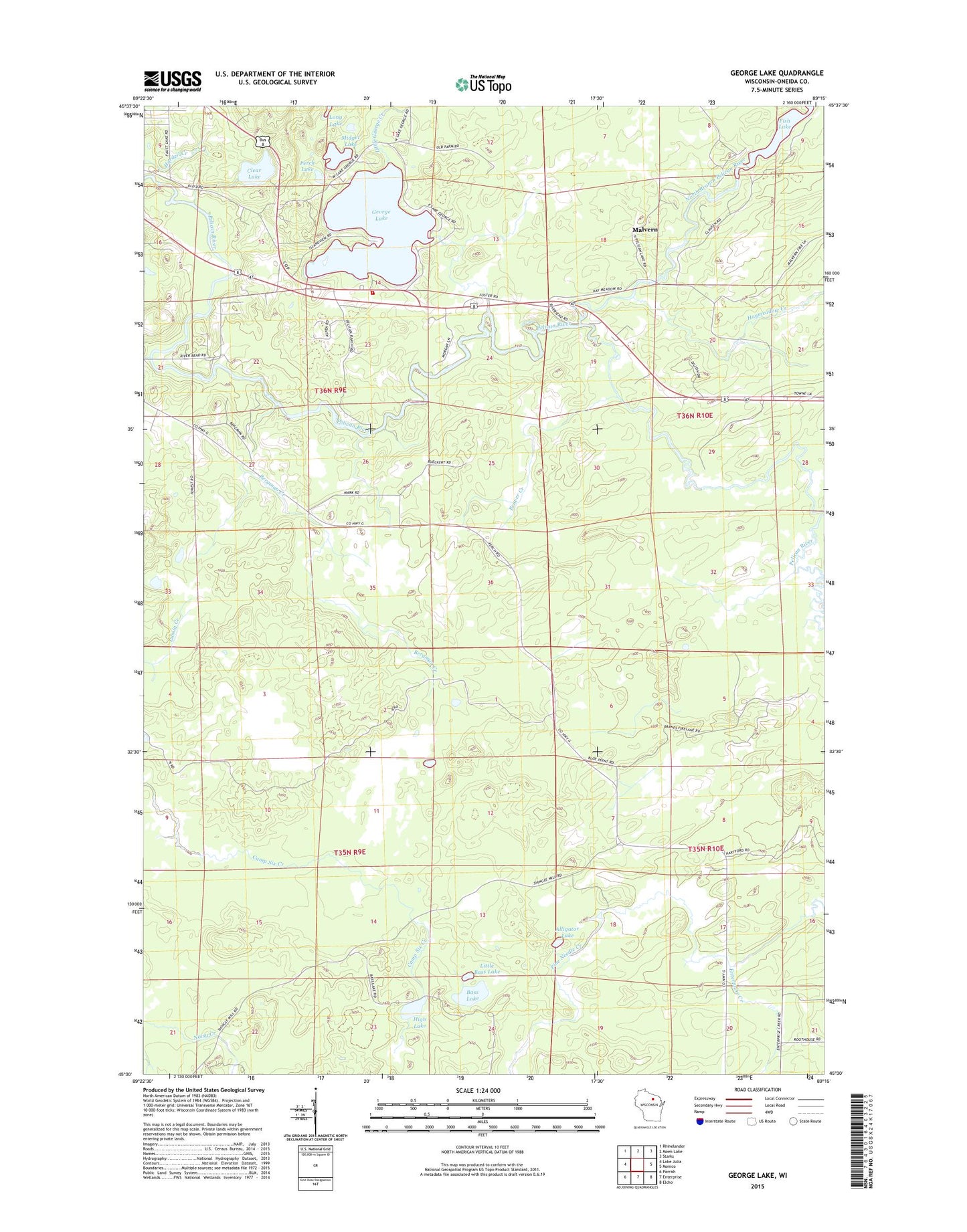 George Lake Wisconsin US Topo Map Image