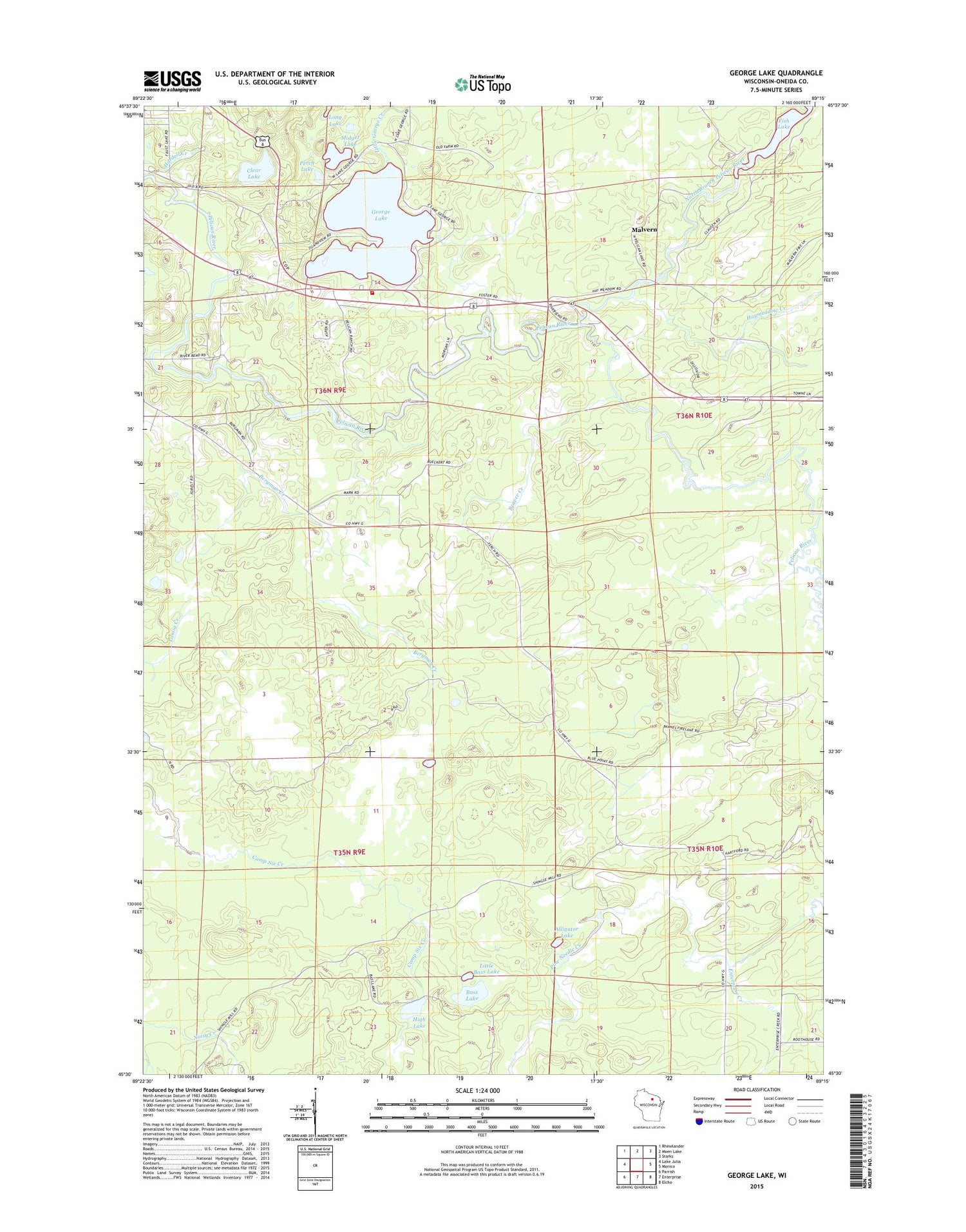 George Lake Wisconsin US Topo Map Image