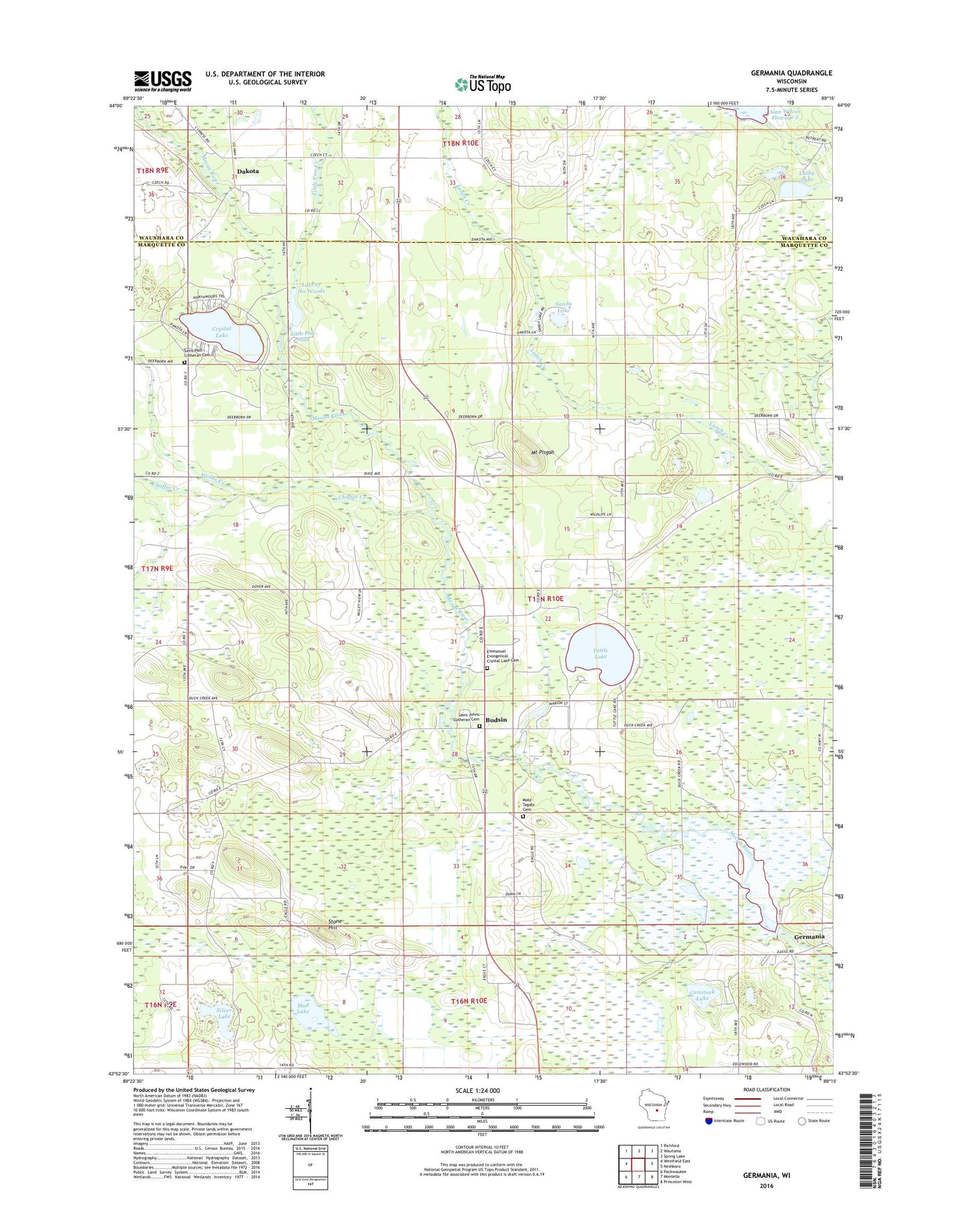 Germania Wisconsin US Topo Map Image