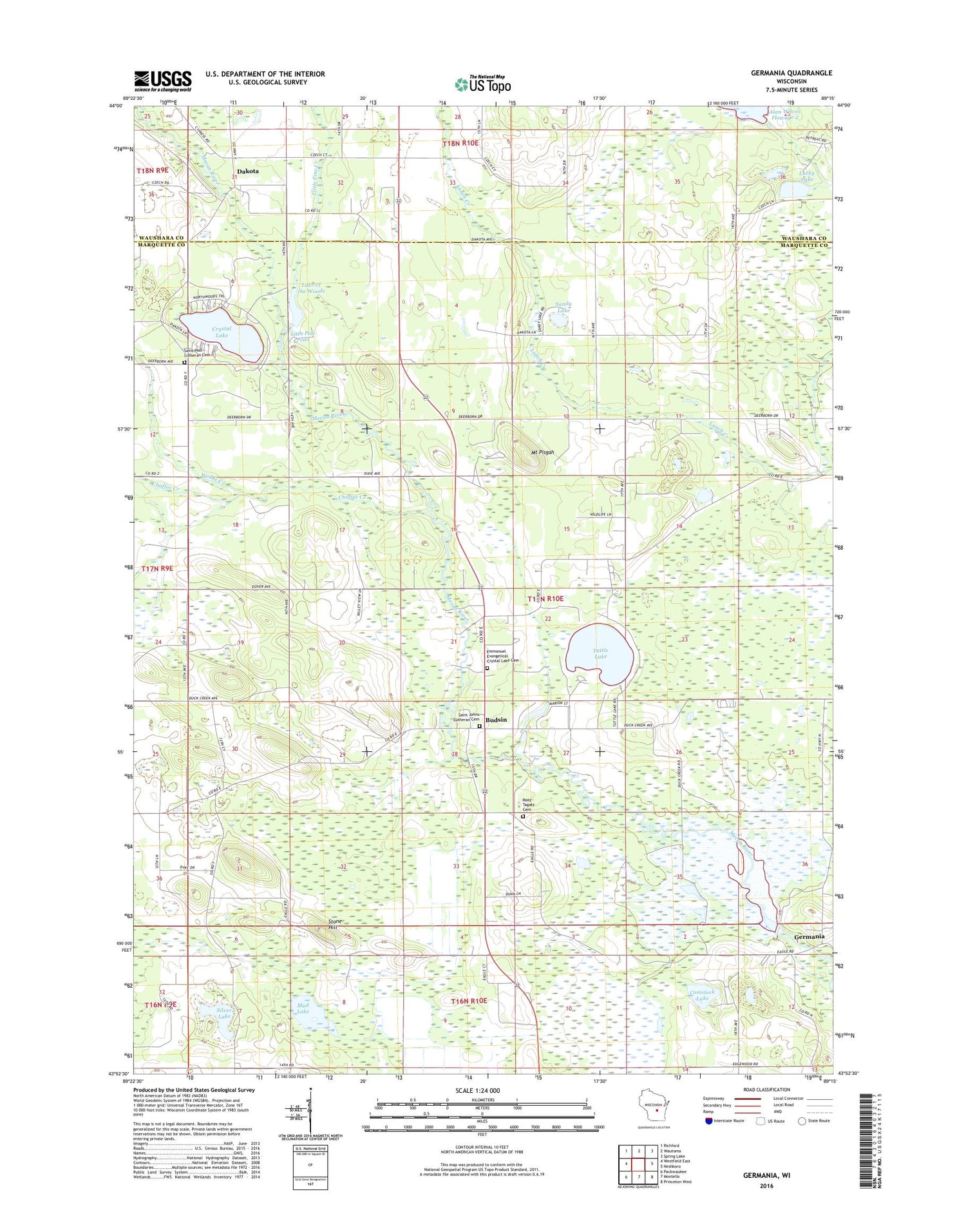 Germania Wisconsin US Topo Map Image