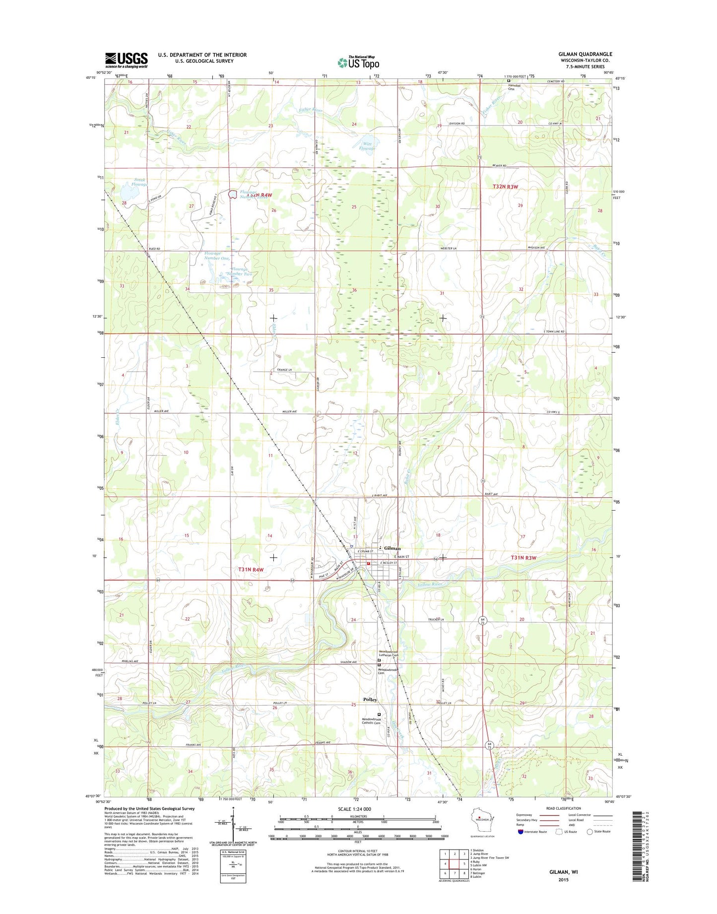 Gilman Wisconsin US Topo Map Image