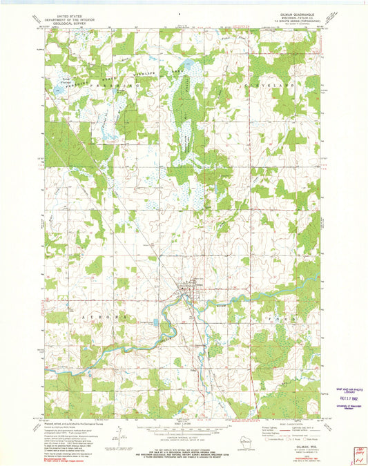 Classic USGS Gilman Wisconsin 7.5'x7.5' Topo Map Image