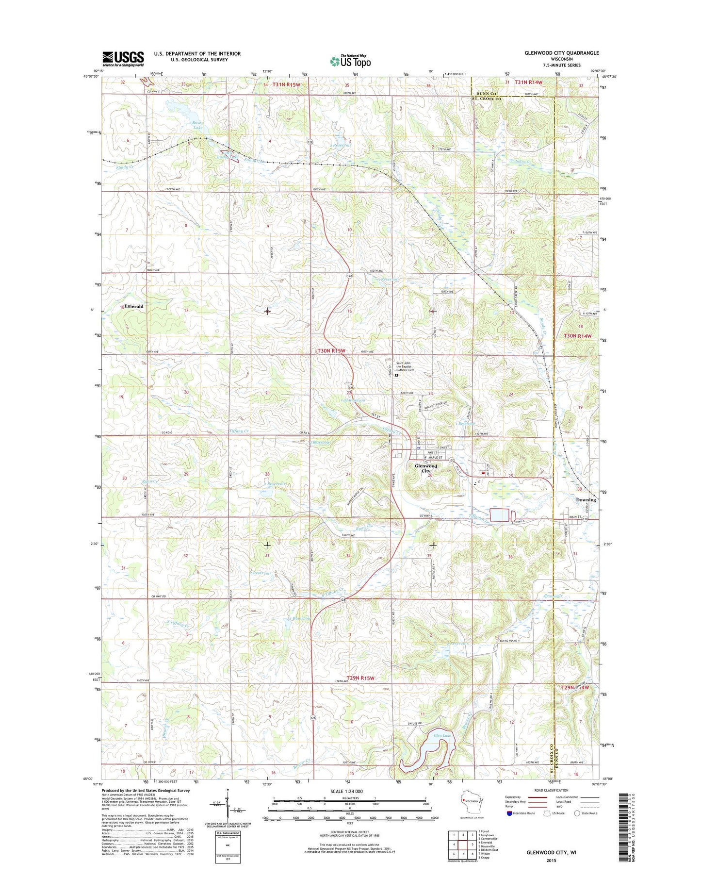 Glenwood City Wisconsin US Topo Map Image