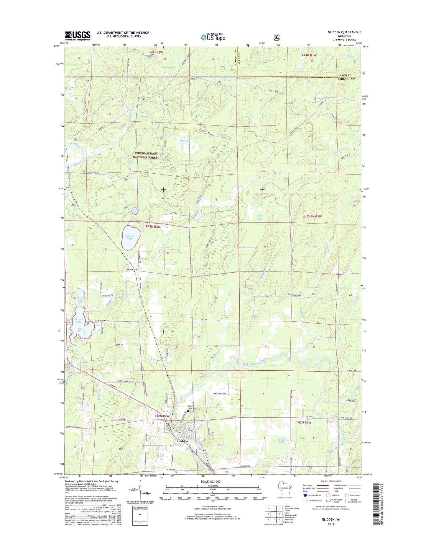 Glidden Wisconsin US Topo Map Image