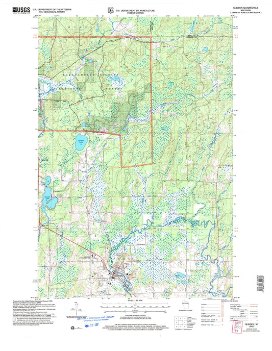 Classic USGS Glidden Wisconsin 7.5'x7.5' Topo Map Image