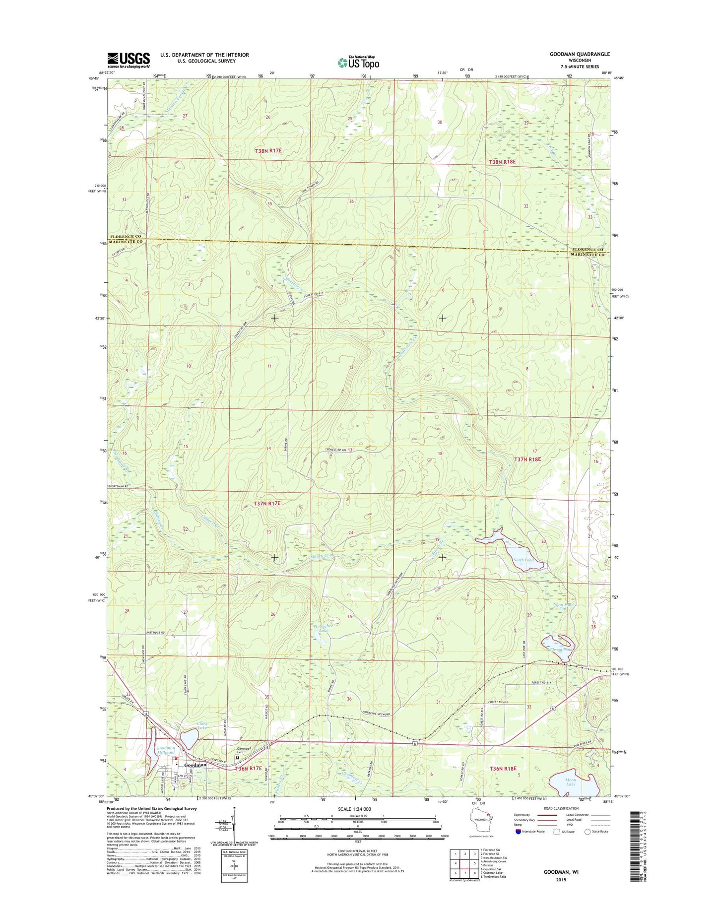 Goodman Wisconsin US Topo Map Image