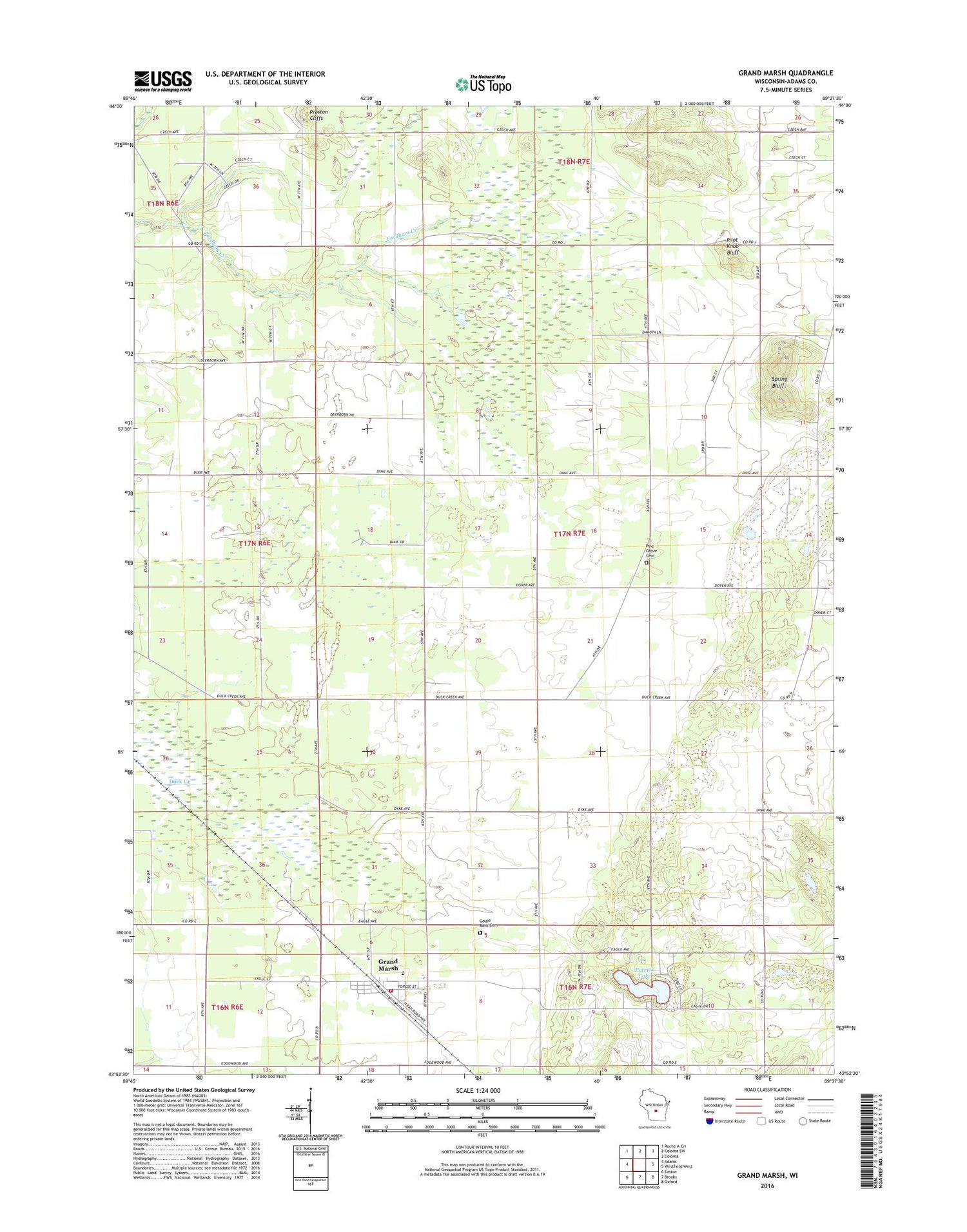 Grand Marsh Wisconsin US Topo Map Image
