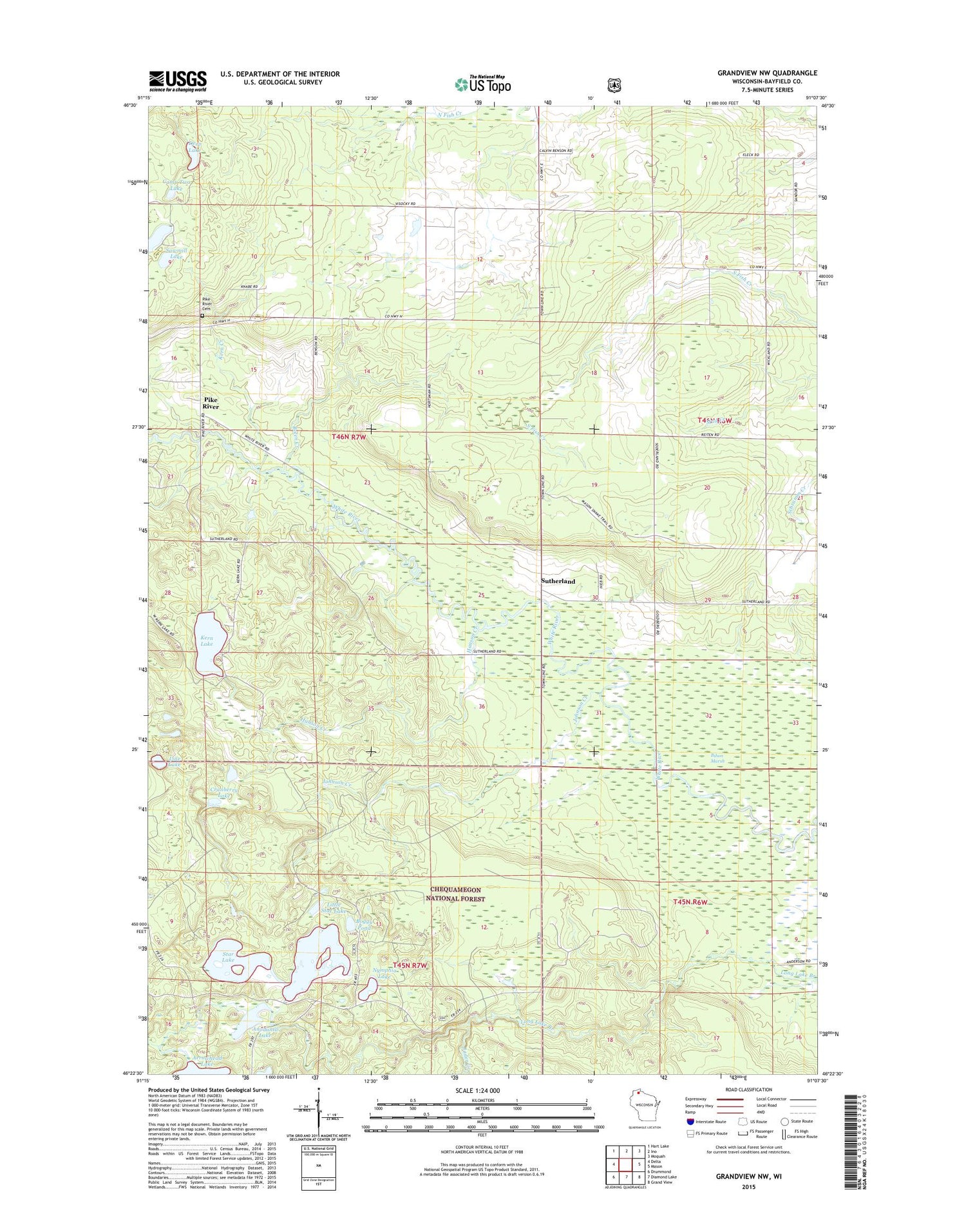Grandview NW Wisconsin US Topo Map Image