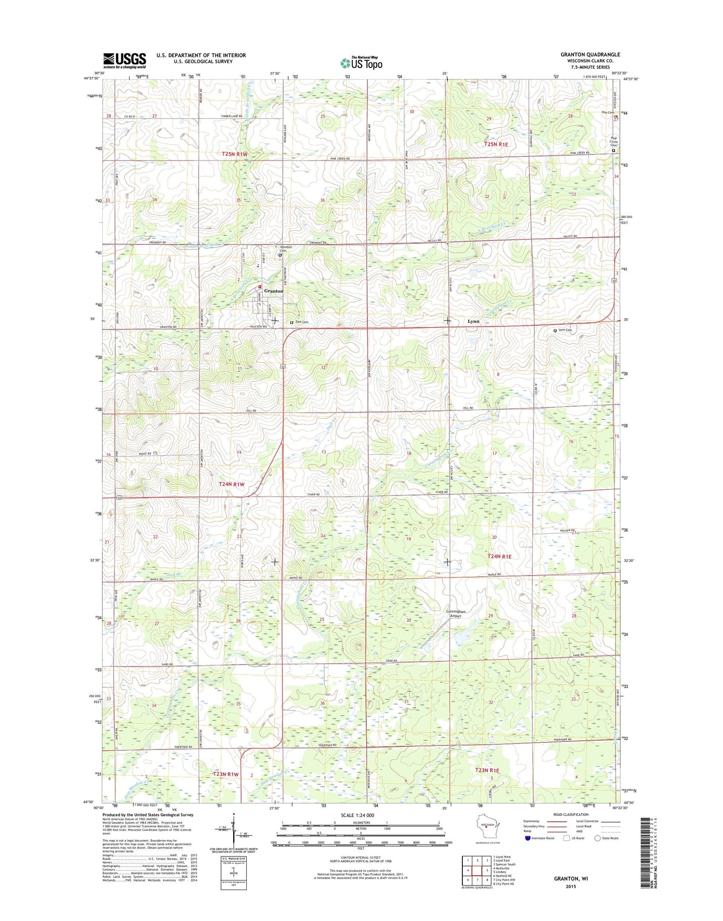 Granton Wisconsin US Topo Map Image