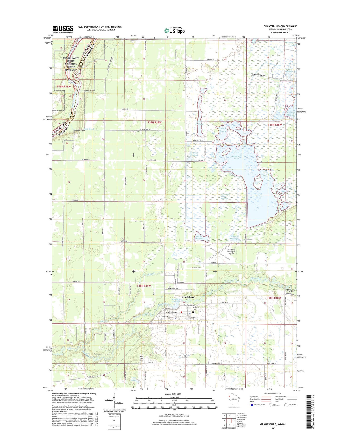 Grantsburg Wisconsin US Topo Map Image