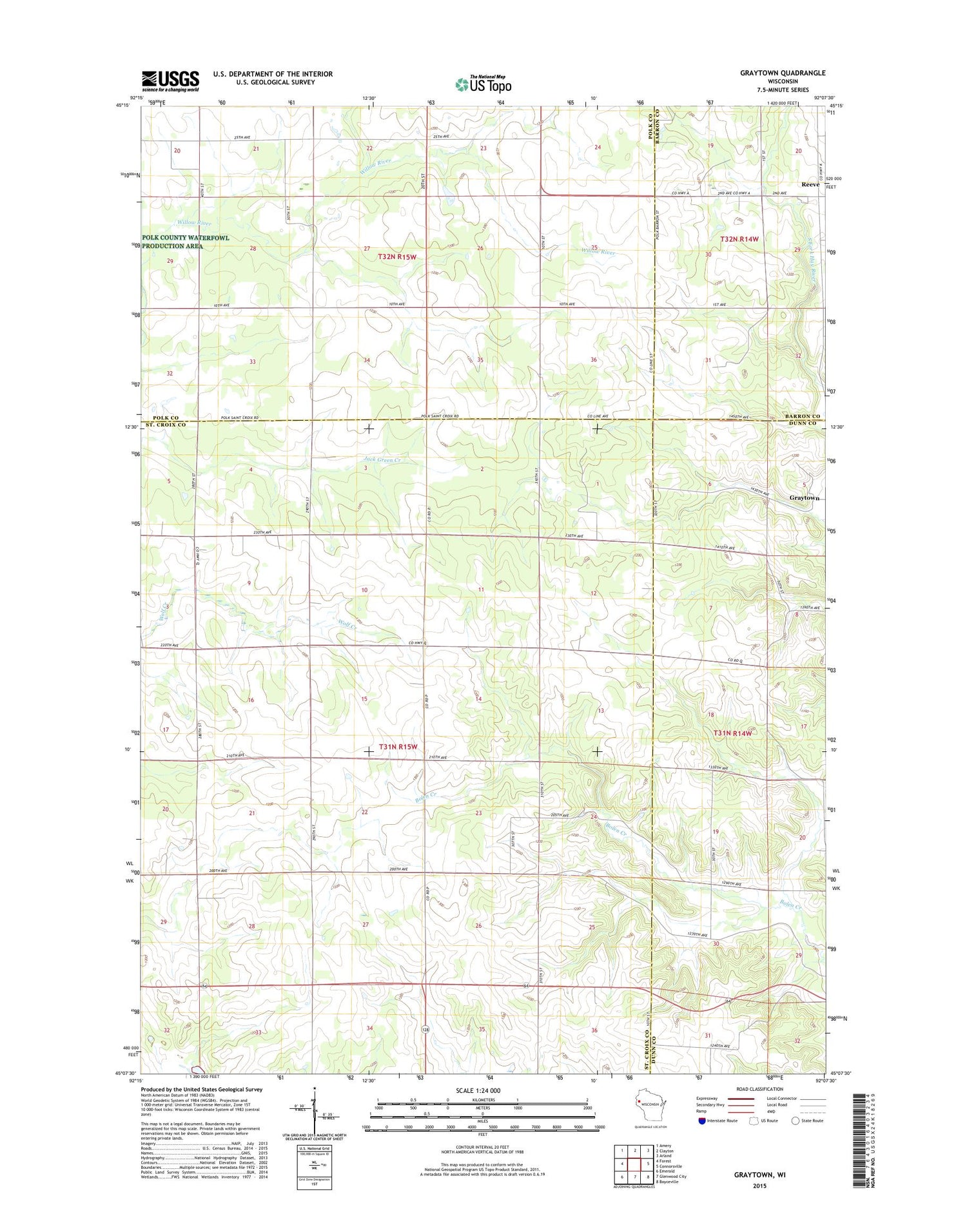 Graytown Wisconsin US Topo Map Image