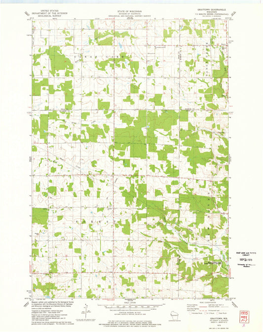 Classic USGS Graytown Wisconsin 7.5'x7.5' Topo Map Image
