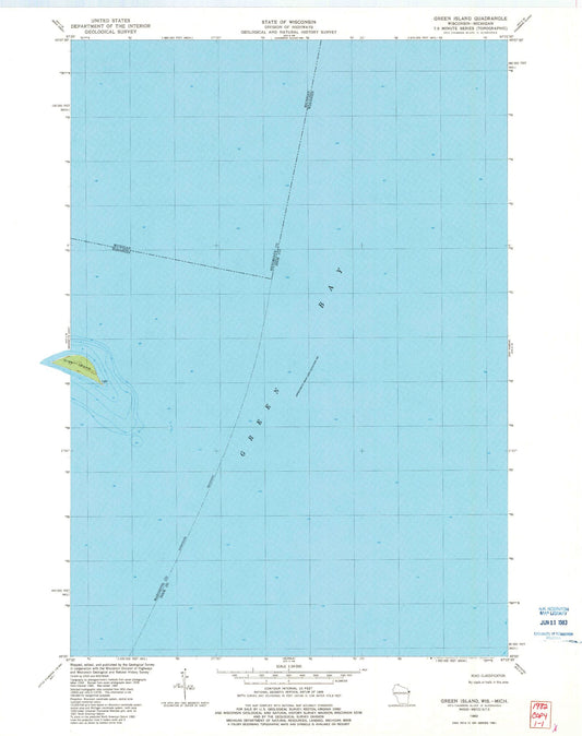 Classic USGS Green Island Wisconsin 7.5'x7.5' Topo Map Image