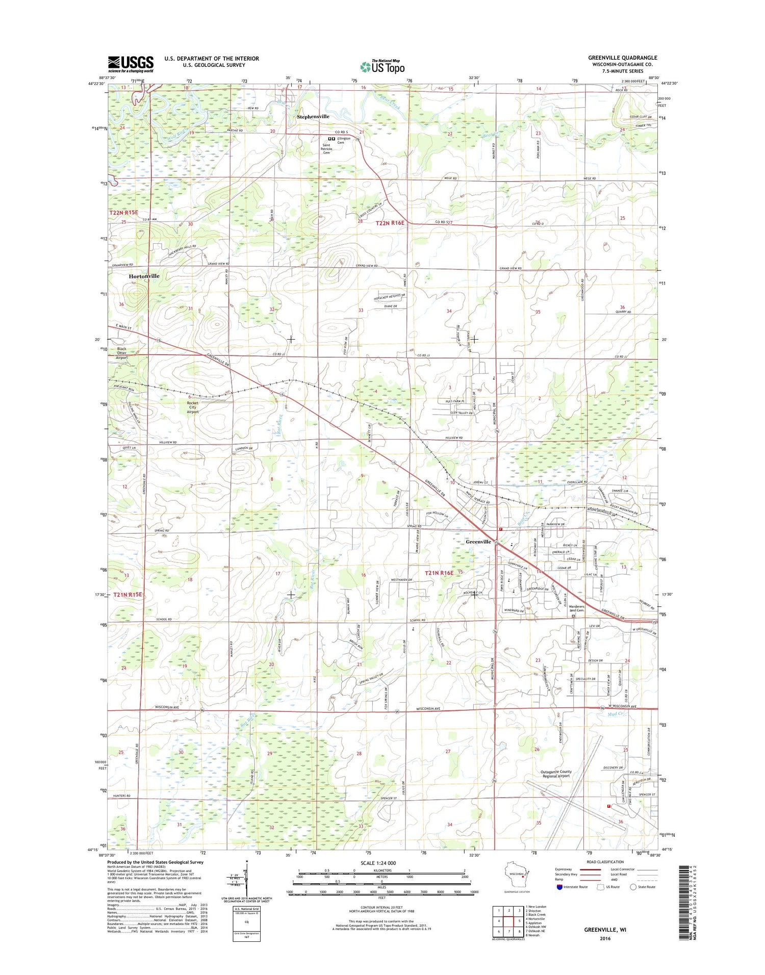 Greenville Wisconsin US Topo Map Image