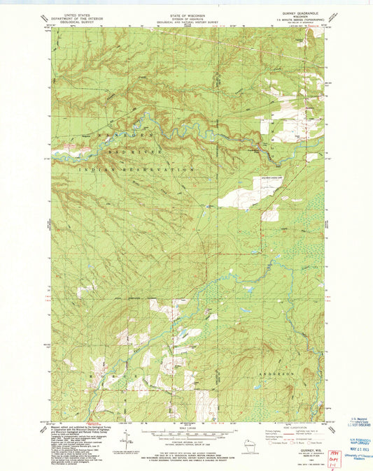 Classic USGS Gurney Wisconsin 7.5'x7.5' Topo Map Image