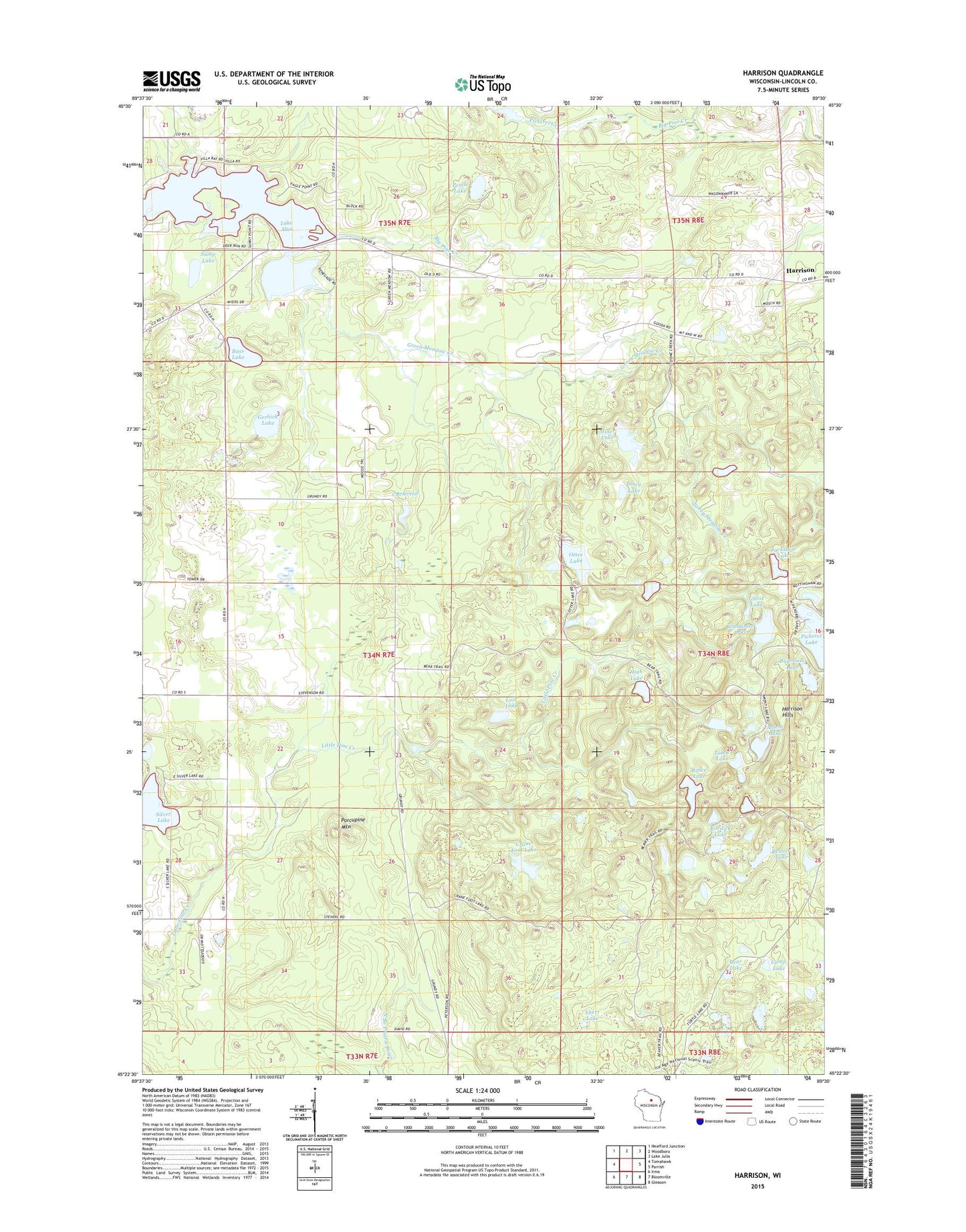 Harrison Wisconsin US Topo Map Image