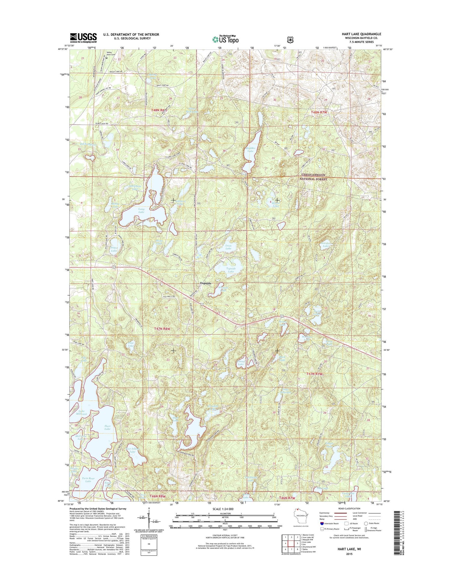 Hart Lake Wisconsin US Topo Map Image
