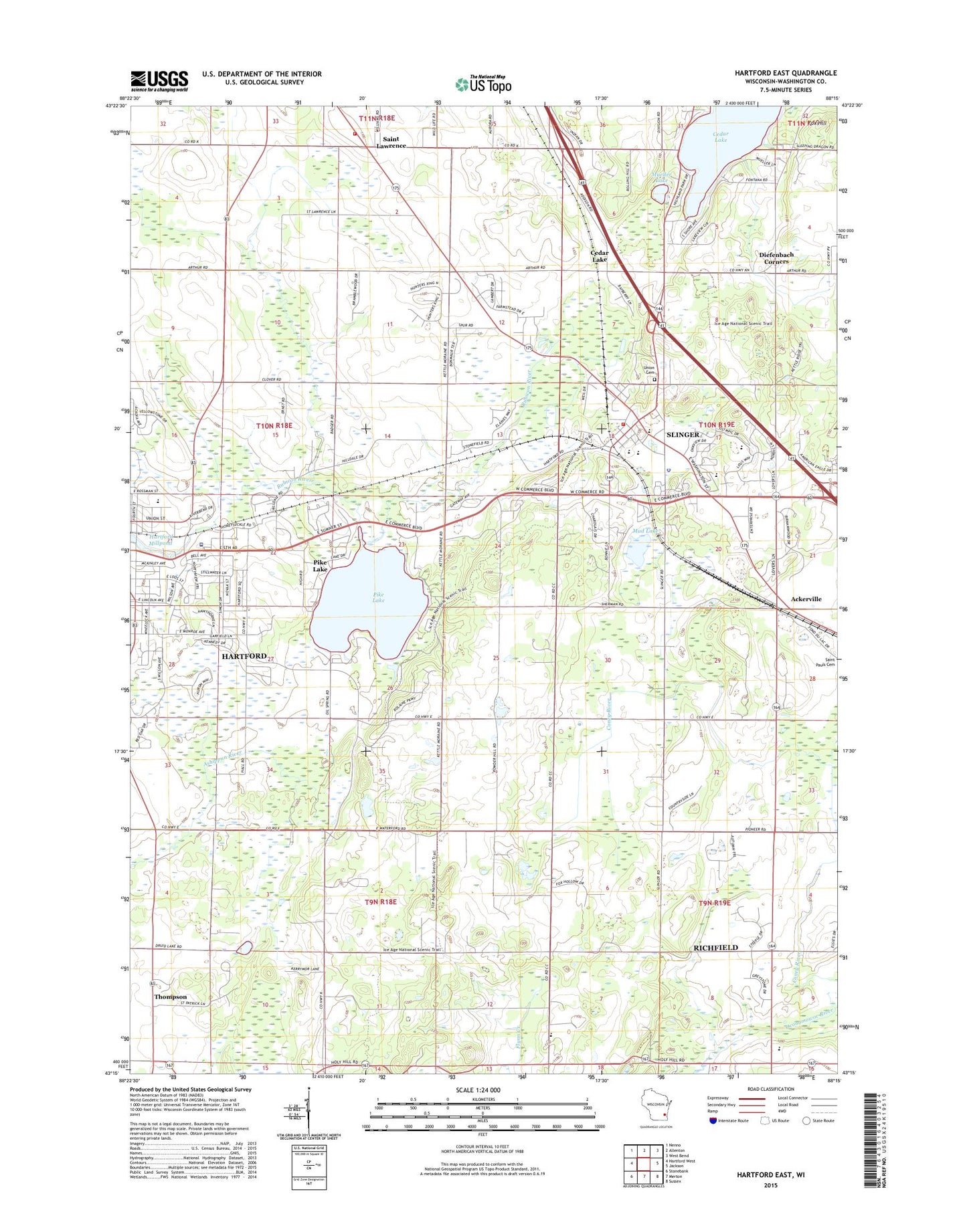 Hartford East Wisconsin US Topo Map Image