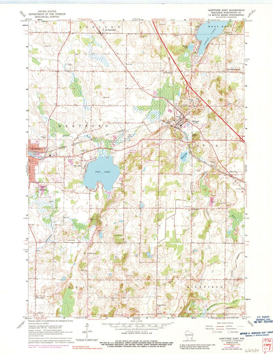 Classic USGS Hartford East Wisconsin 7.5'x7.5' Topo Map Image