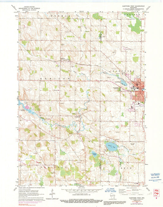 Classic USGS Hartford West Wisconsin 7.5'x7.5' Topo Map Image
