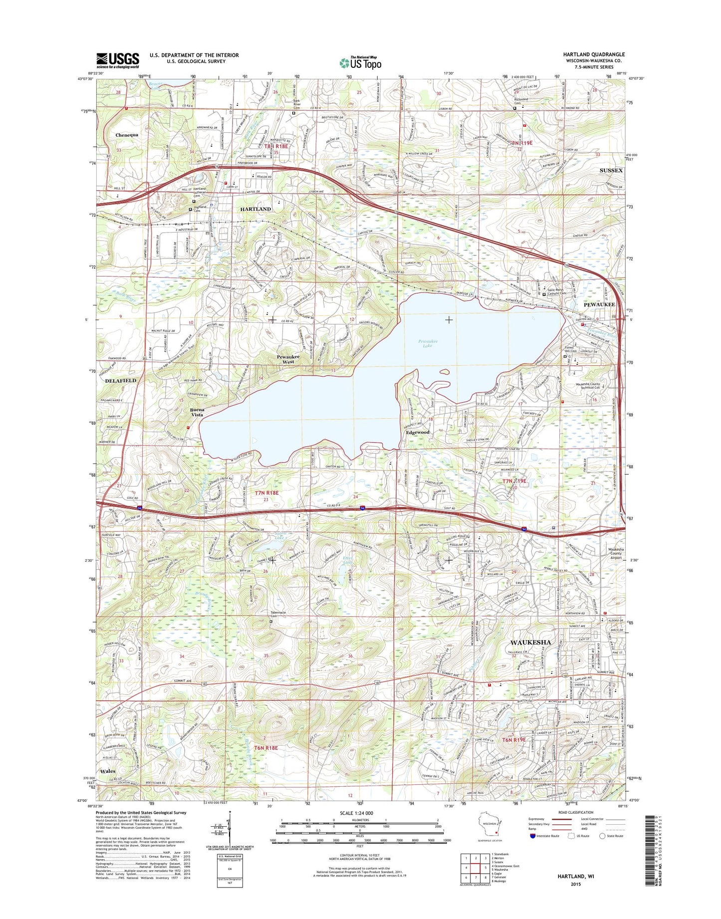 Hartland Wisconsin US Topo Map Image