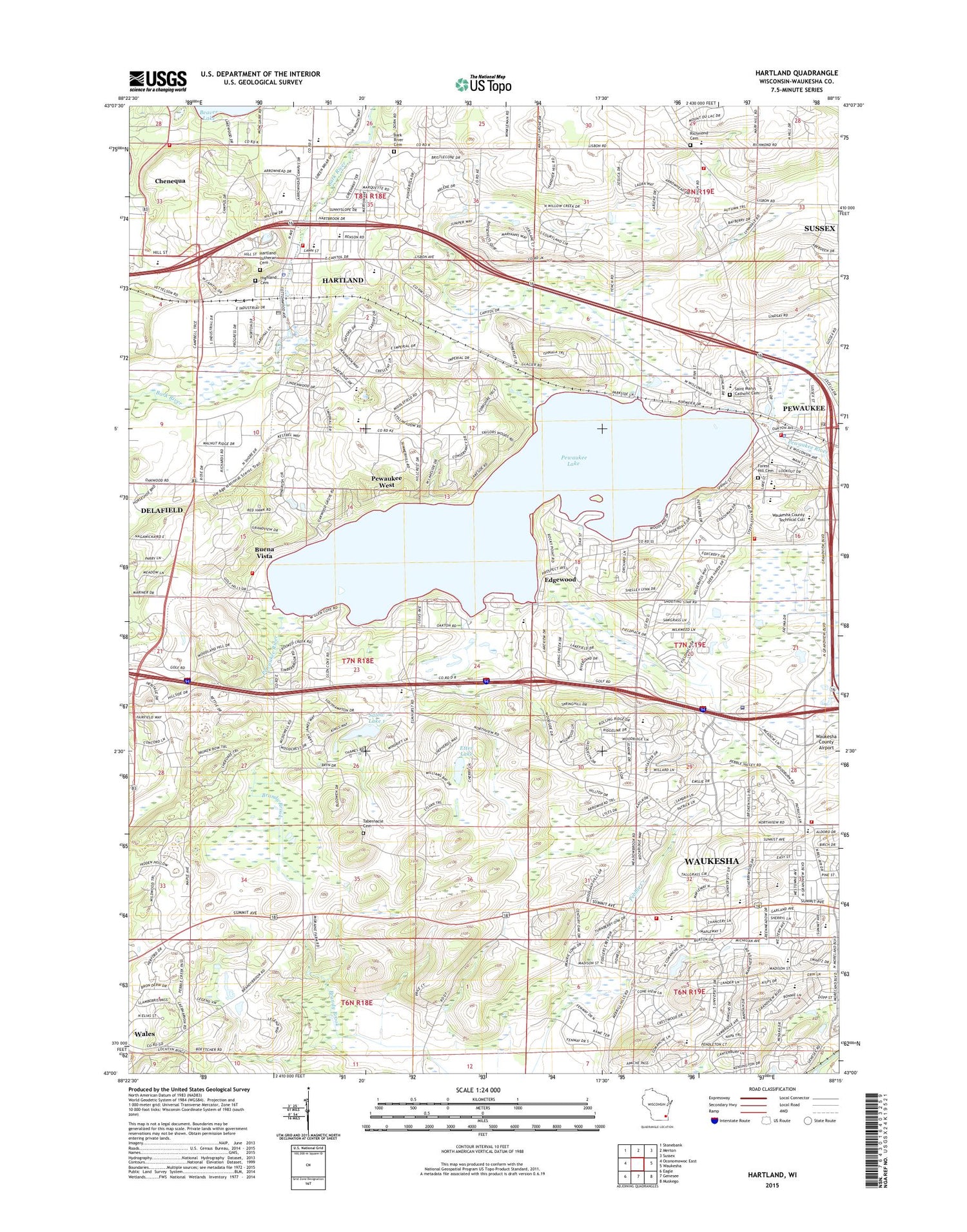 Hartland Wisconsin US Topo Map Image