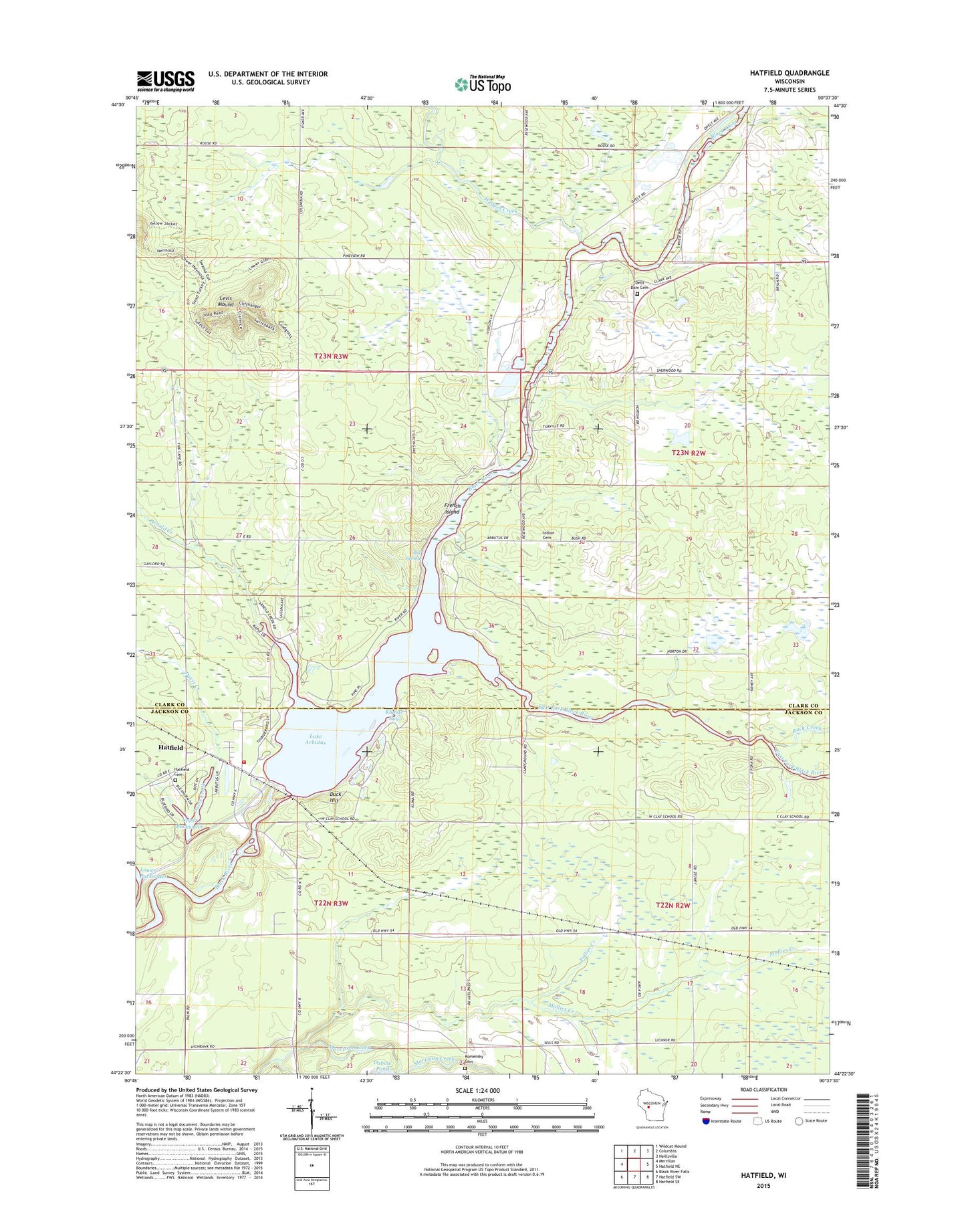 Hatfield Wisconsin US Topo Map Image