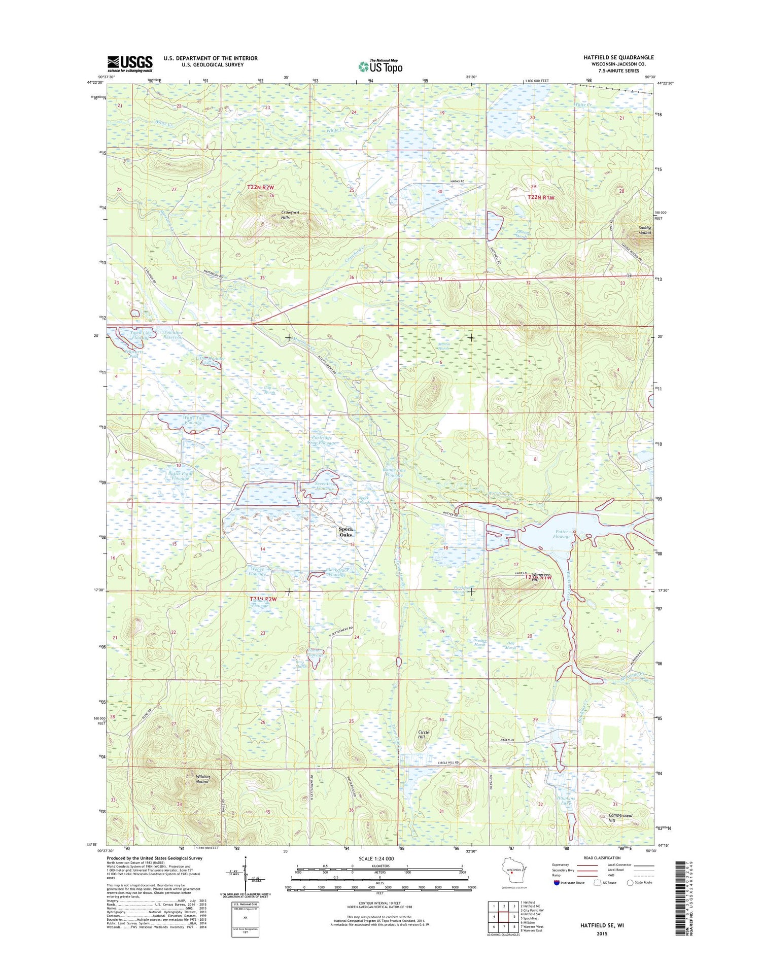 Hatfield SE Wisconsin US Topo Map Image
