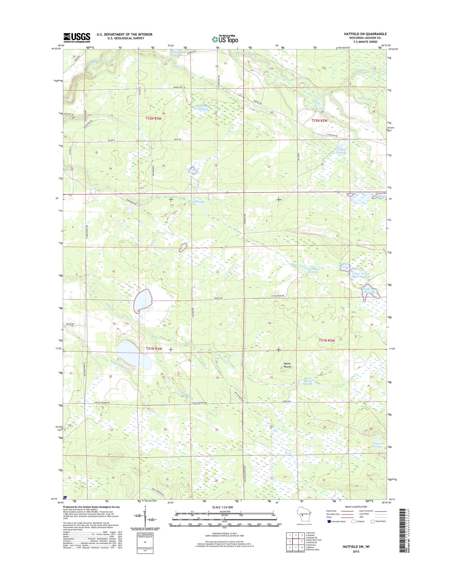 Hatfield SW Wisconsin US Topo Map Image
