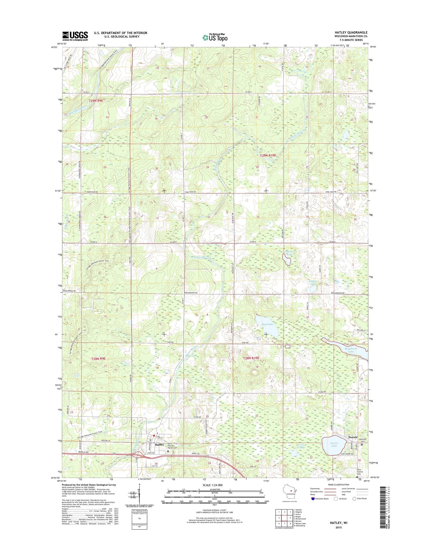Hatley Wisconsin US Topo Map Image