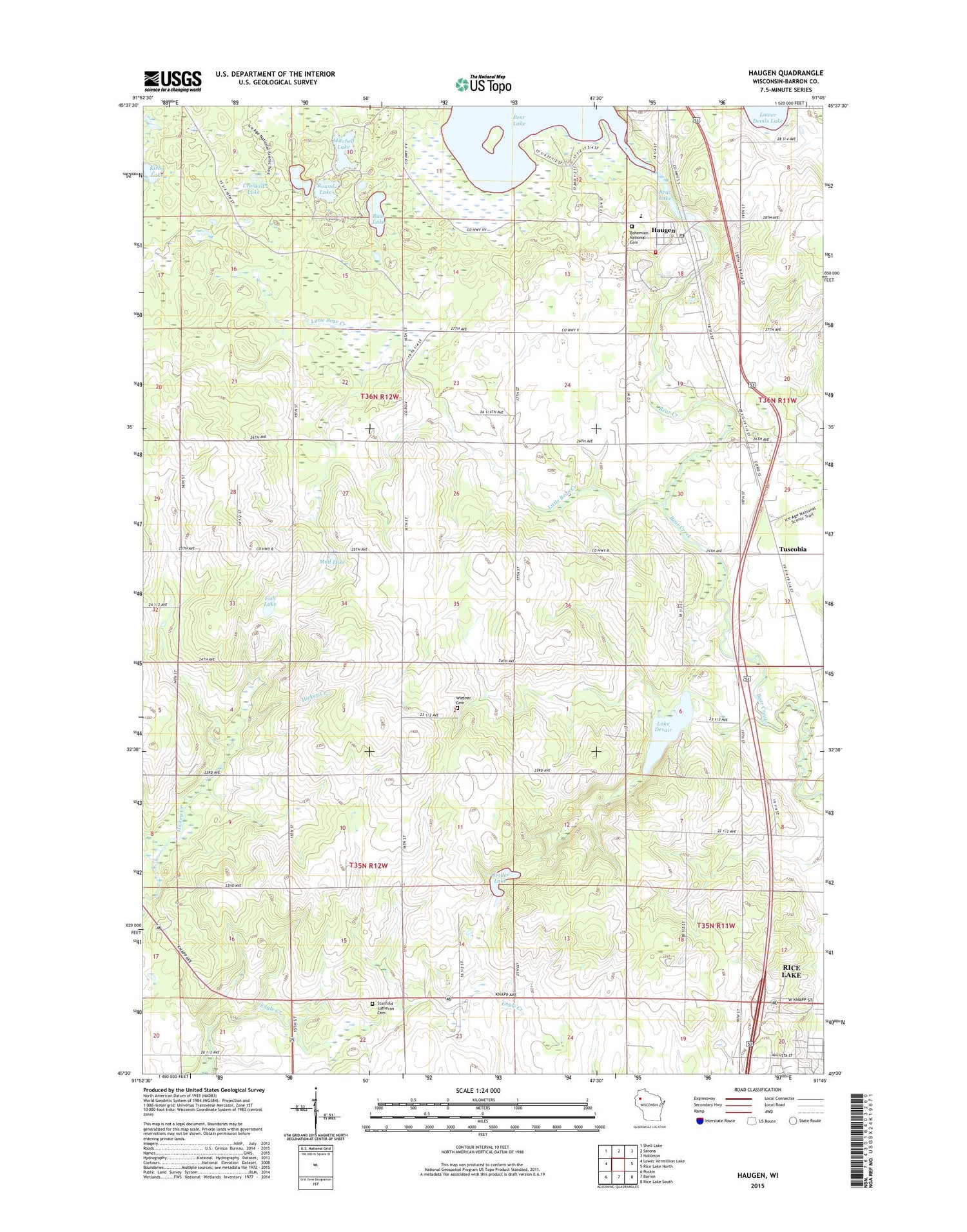 Haugen Wisconsin US Topo Map Image