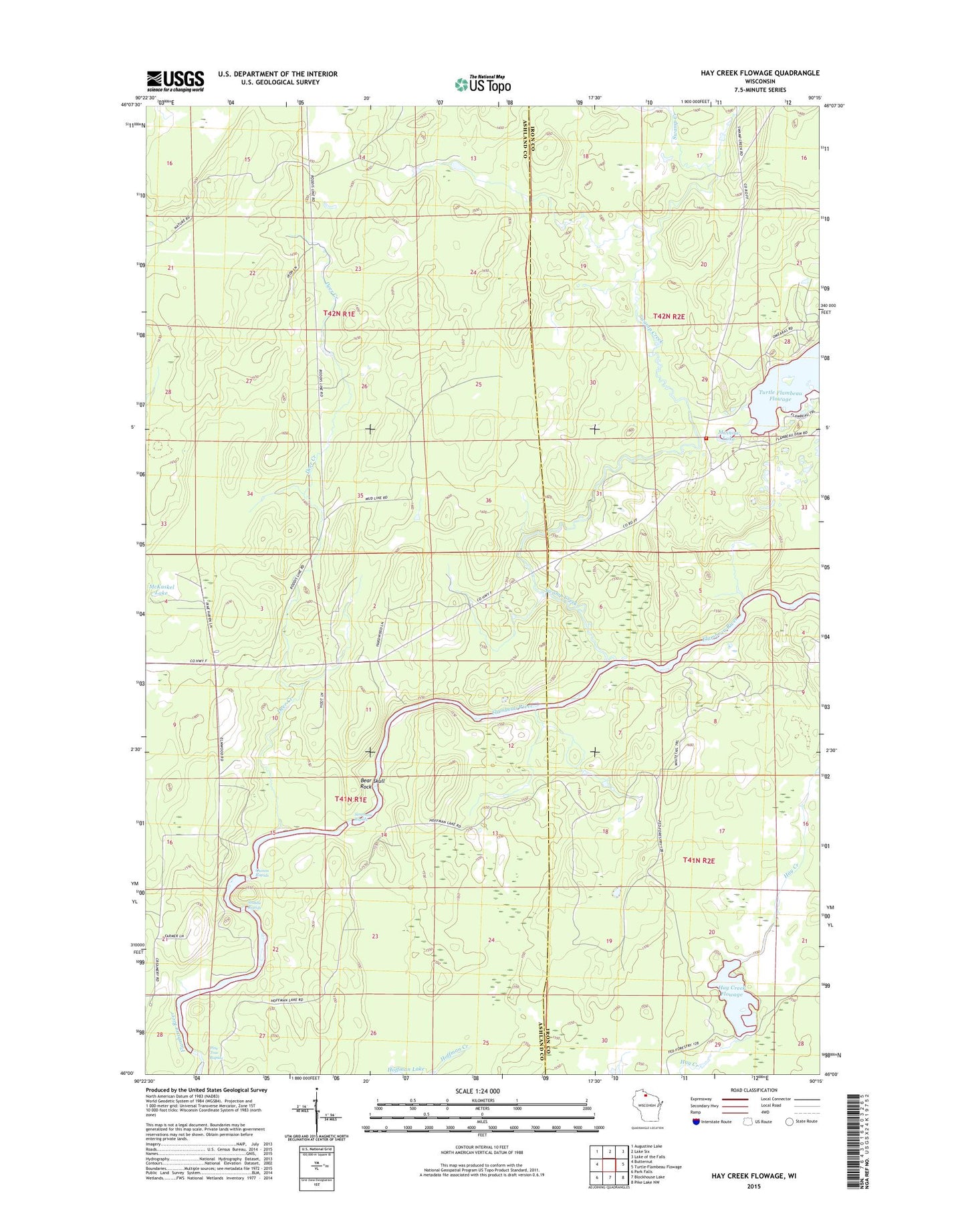 Hay Creek Flowage Wisconsin US Topo Map Image