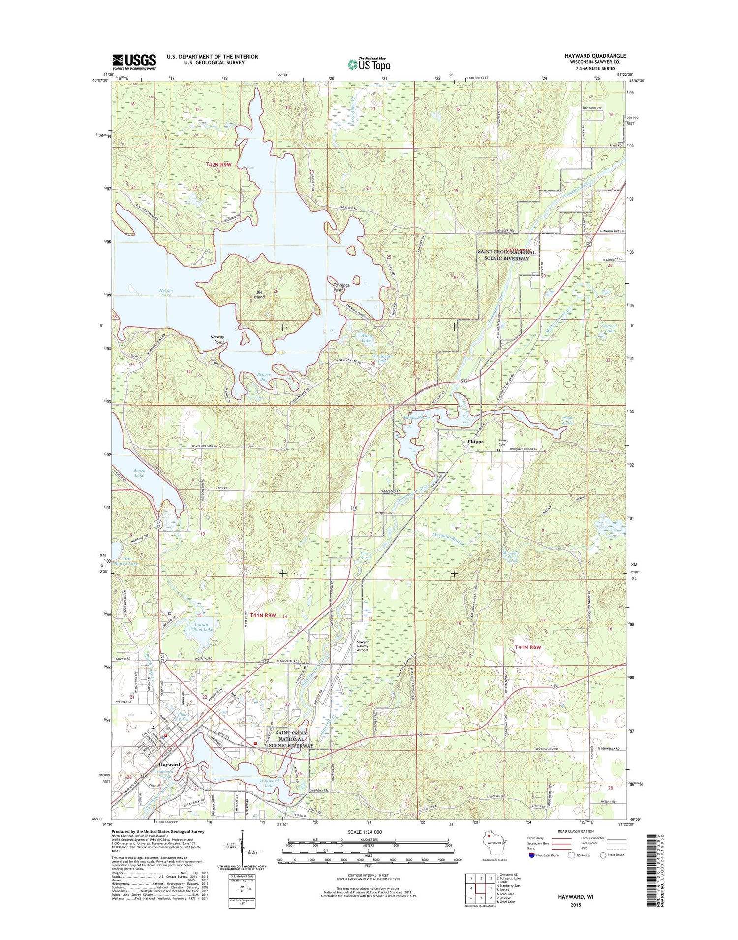 Hayward Wisconsin US Topo Map Image