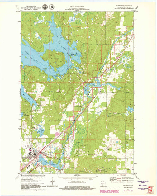 Classic USGS Hayward Wisconsin 7.5'x7.5' Topo Map Image