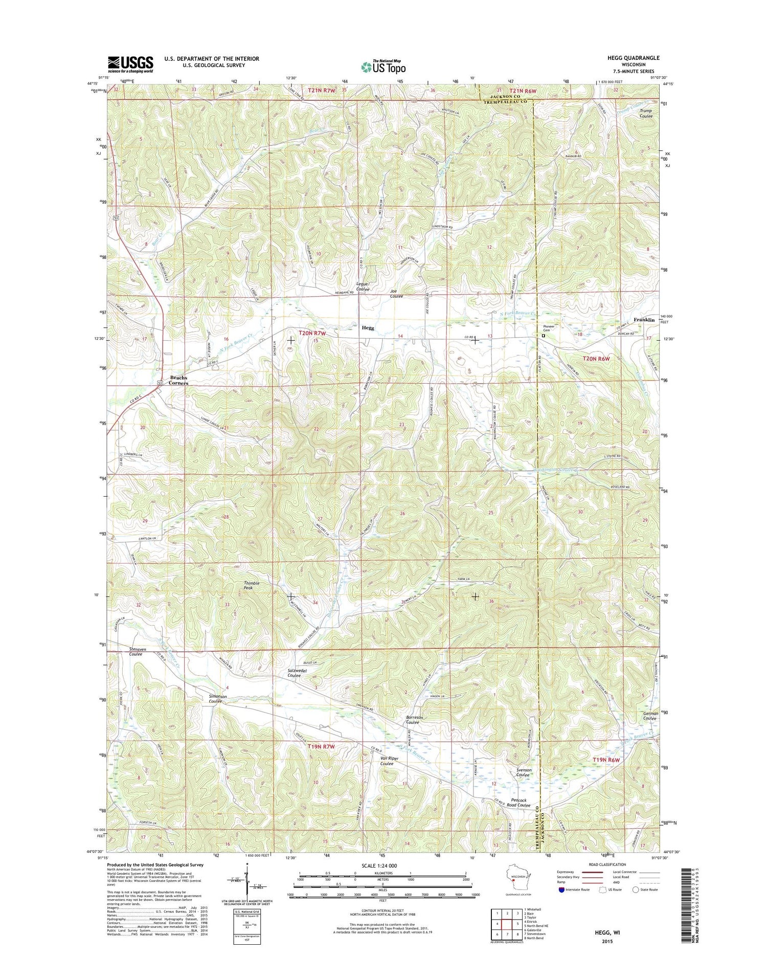 Hegg Wisconsin US Topo Map Image