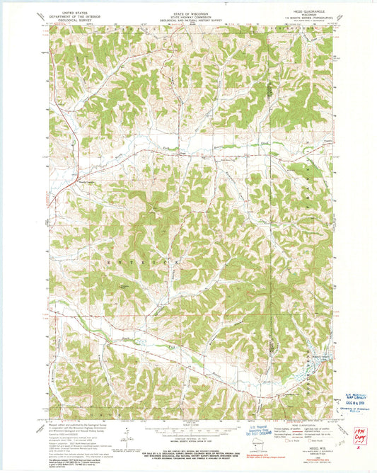 Classic USGS Hegg Wisconsin 7.5'x7.5' Topo Map Image