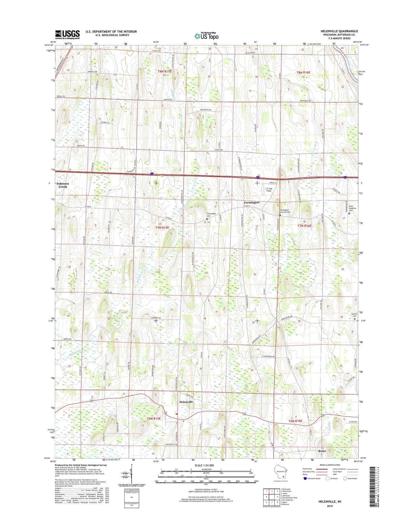 Helenville Wisconsin US Topo Map Image