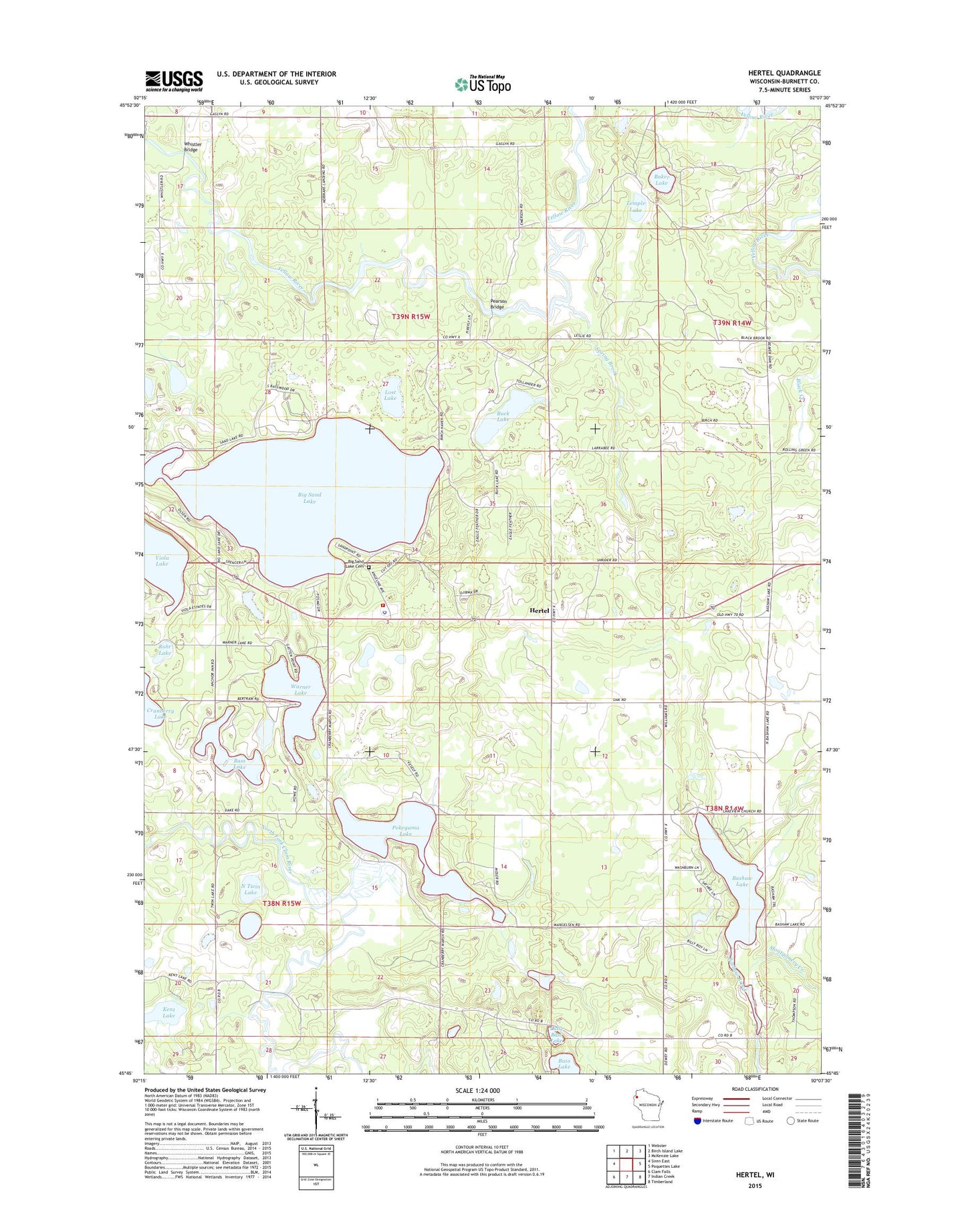 Hertel Wisconsin US Topo Map Image