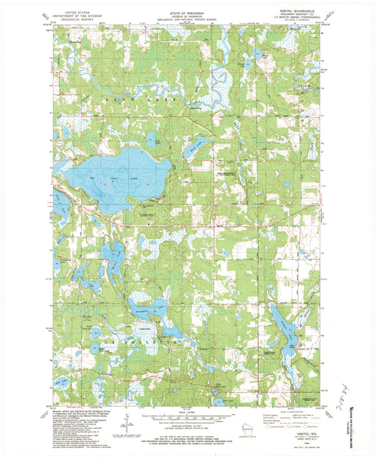 Classic USGS Hertel Wisconsin 7.5'x7.5' Topo Map Image