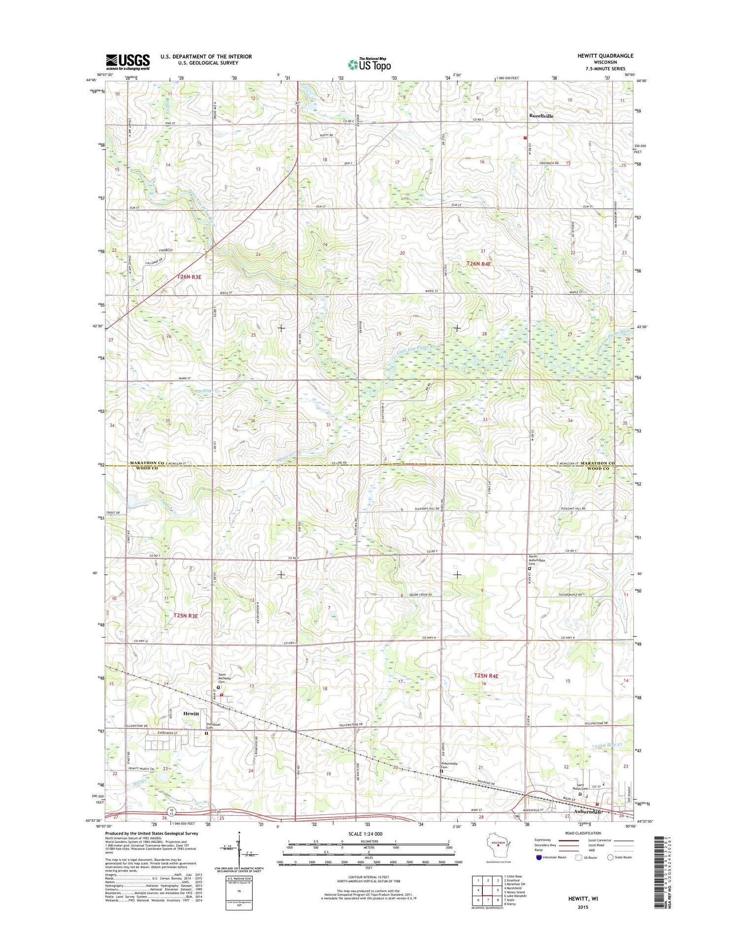 Hewitt Wisconsin US Topo Map Image