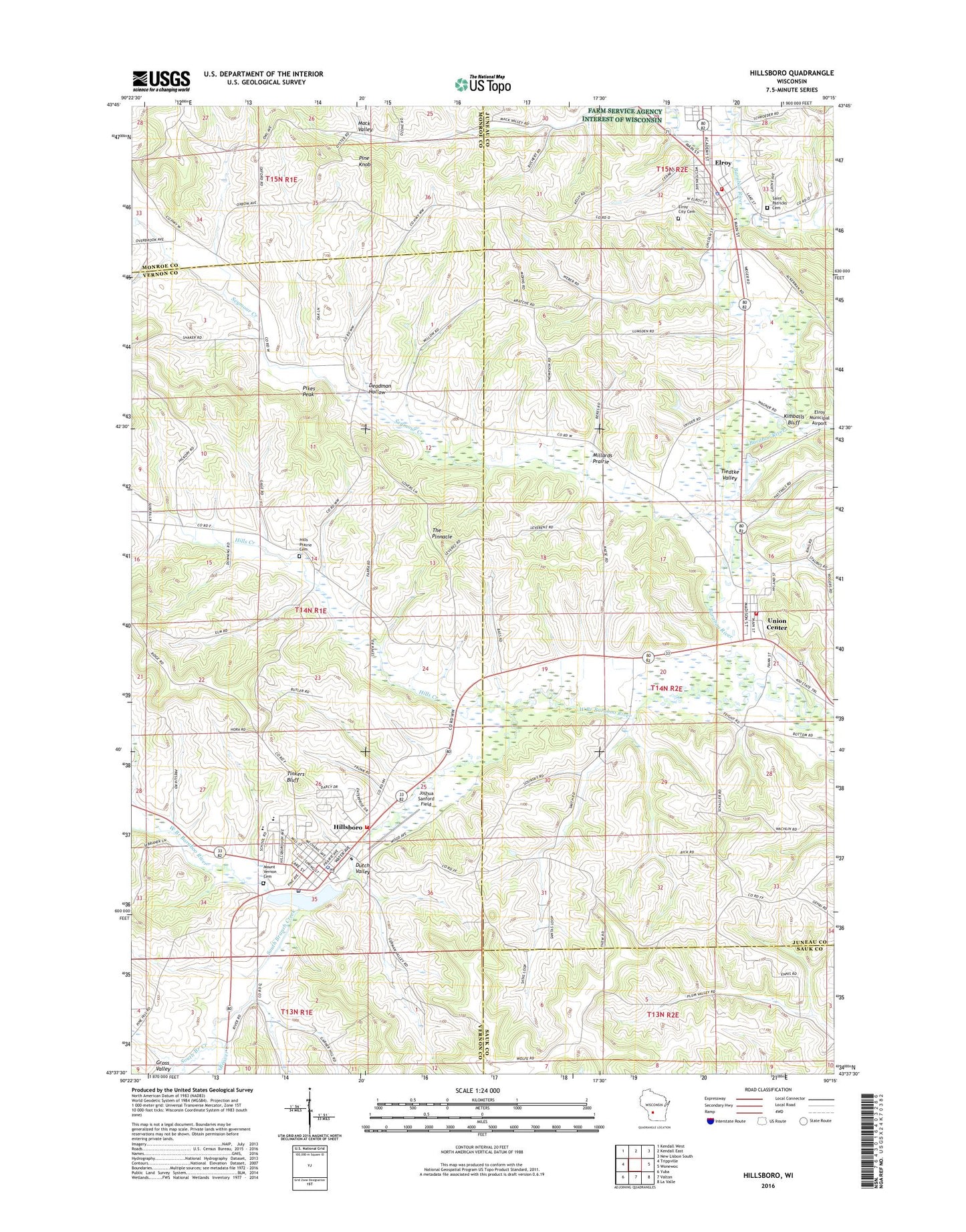 Hillsboro Wisconsin US Topo Map Image