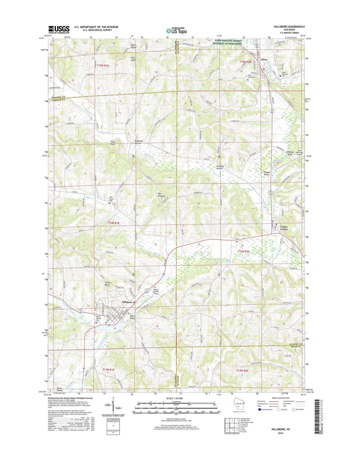 Hillsboro Wisconsin US Topo Map Image