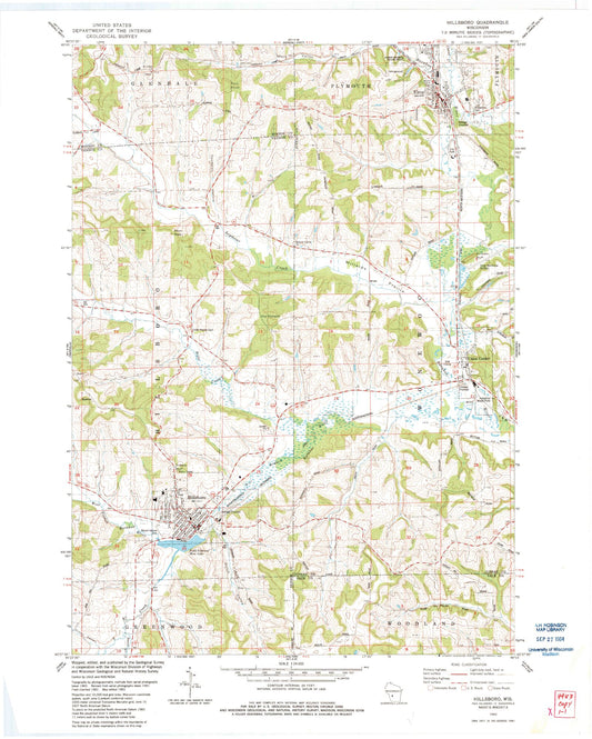 Classic USGS Hillsboro Wisconsin 7.5'x7.5' Topo Map Image